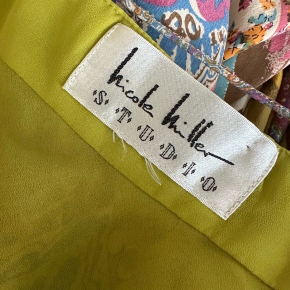 Y2K Nicole Miller Vintage Silk Dress Paisley Chiffon Lined Spaghetti Straps 2000 - Picture 5 of 15